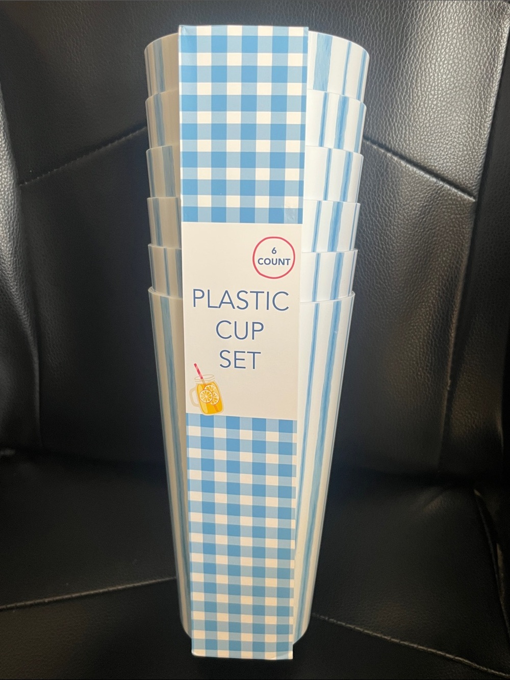 Summertime NWT 6 Pack Light Blue Striped 32oz Reusable Plastic Cups